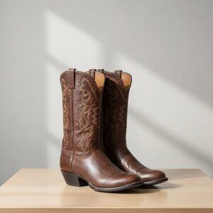 Vintage Lucchese Mens Western Cowboy Boots in Brown Leather